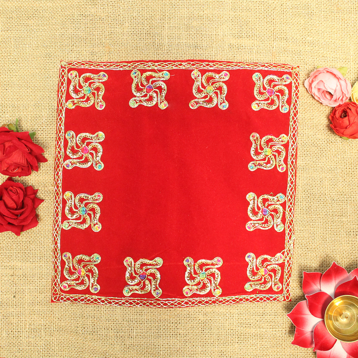 Swastik decorated square shape aasan