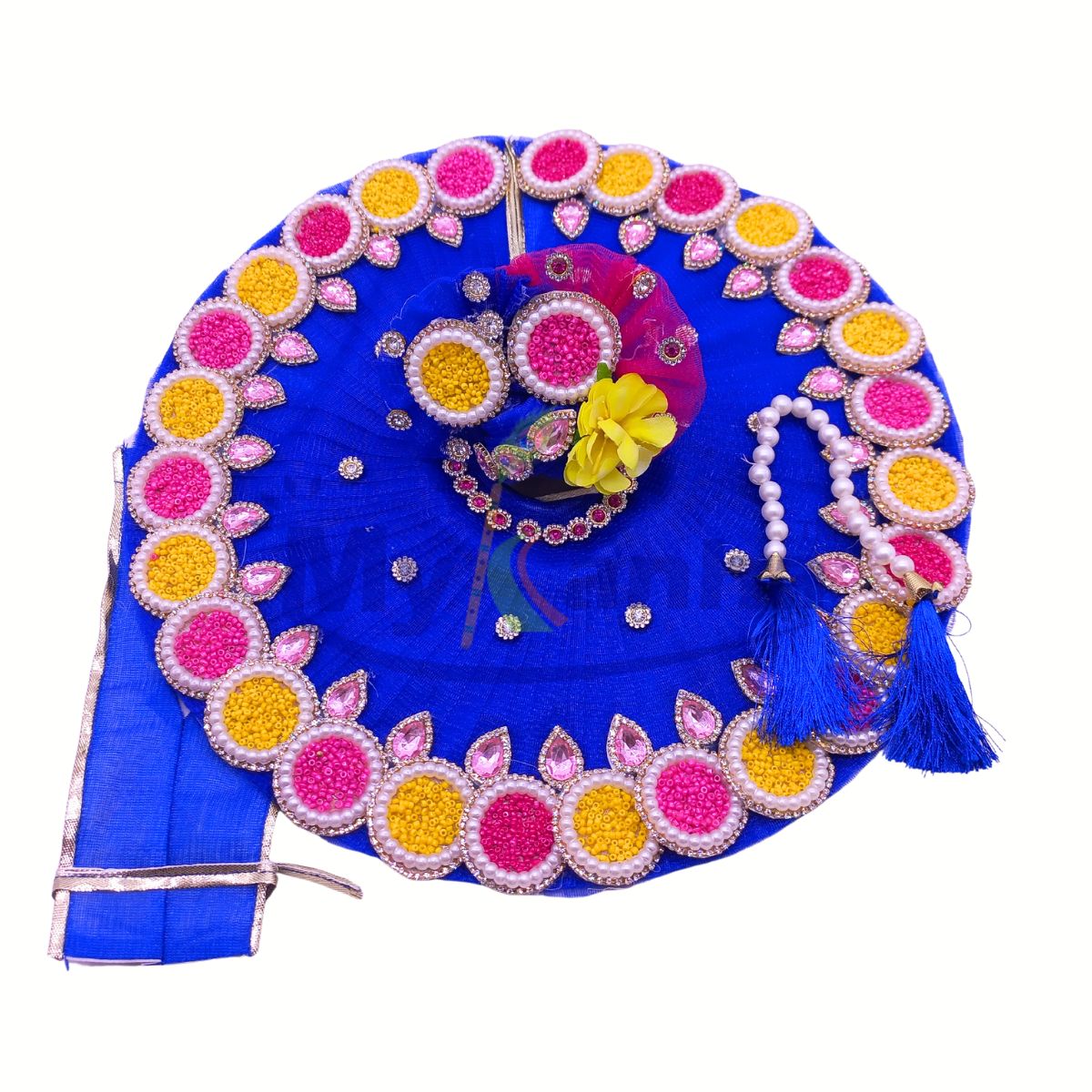 Chid work and stone decorated blue dress for Laddu Gopal Ji