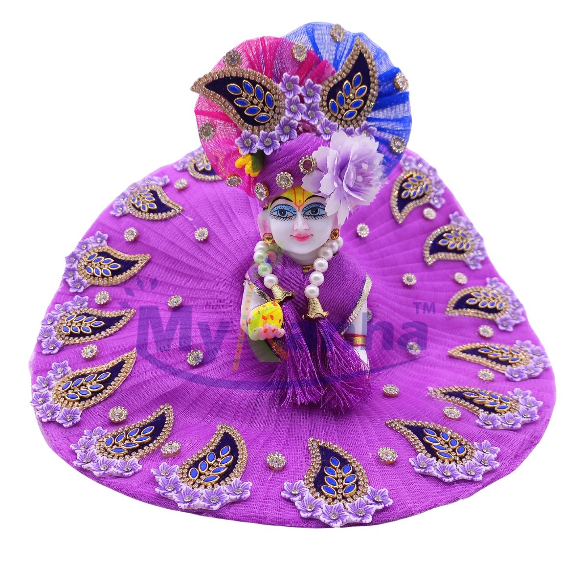 Leaf style heavy patch decorated dress for Laddu Gopal Ji (Full Set)