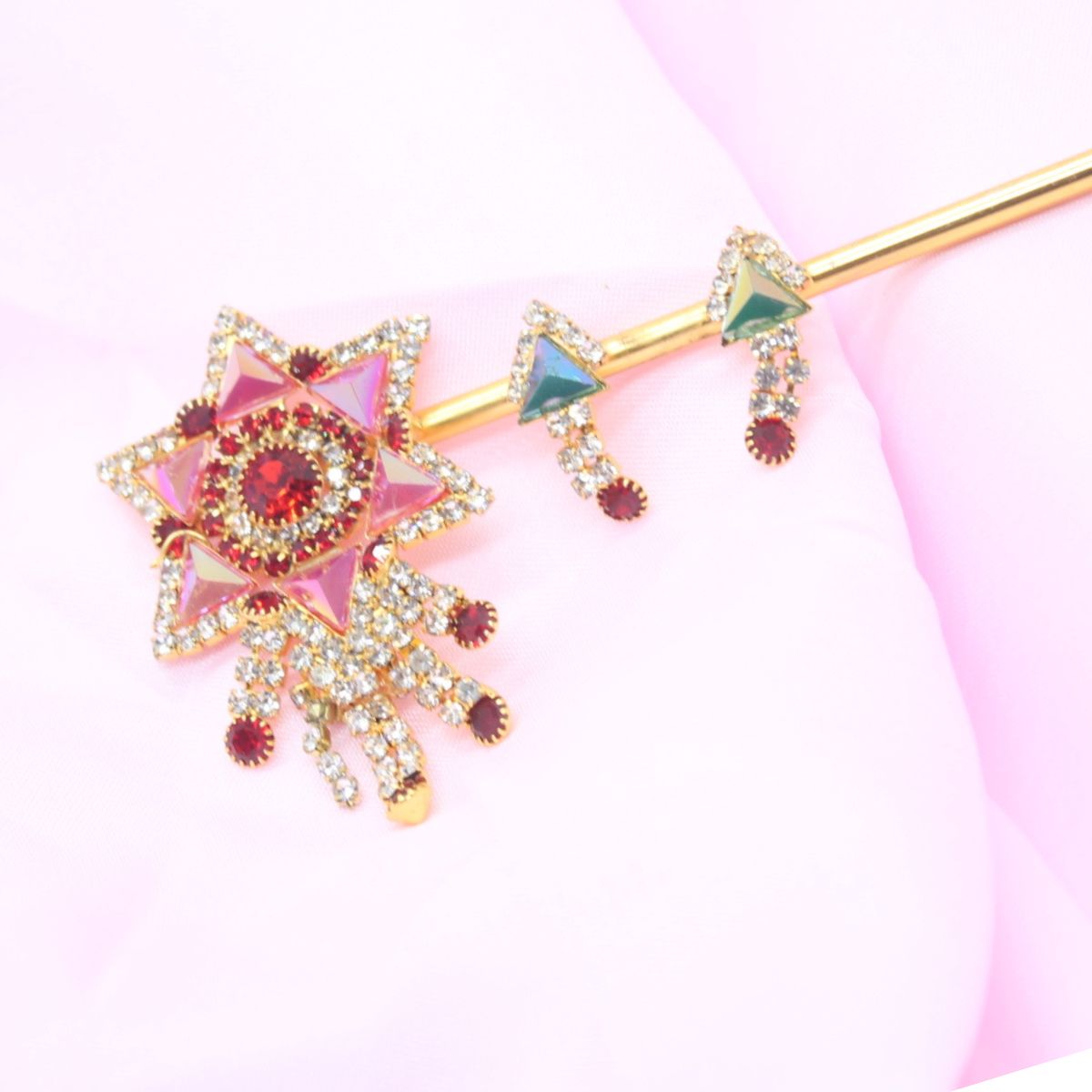 Star Design Fancy Bansuri with Stones for idols