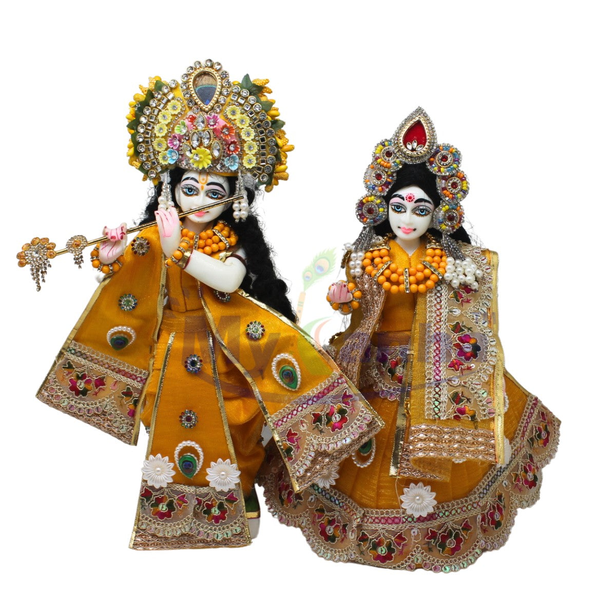Heavy festive special yellow dress for Radha Krishna ji