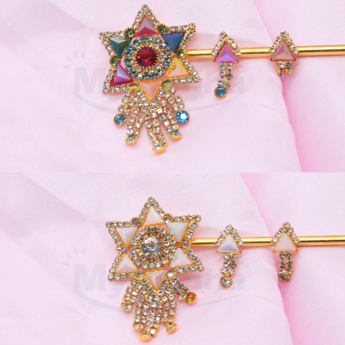 Star Design Fancy Bansuri with Stones for idols