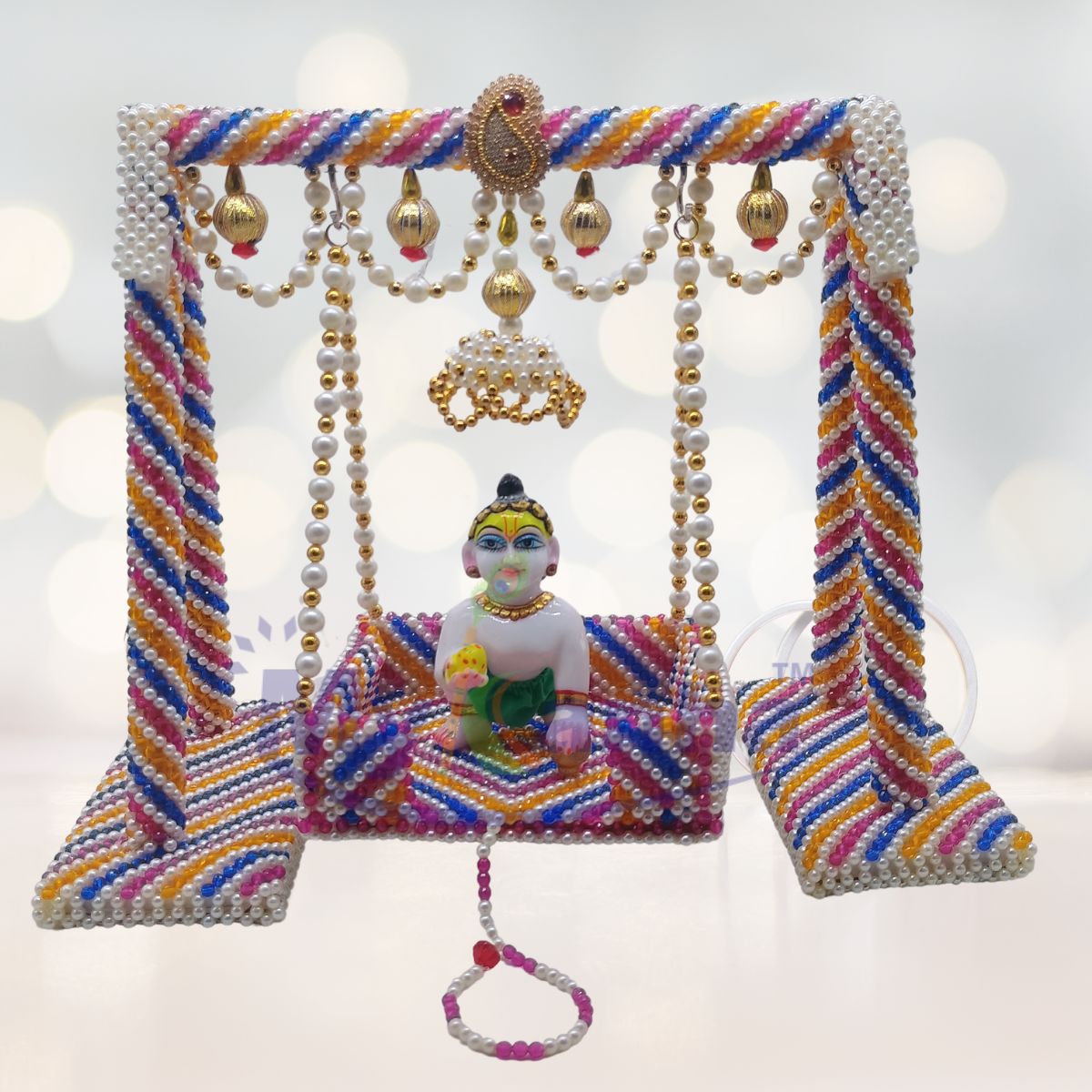 Multicolor Beads decorated Janmashtami special jhula for Laddu Gopal ji