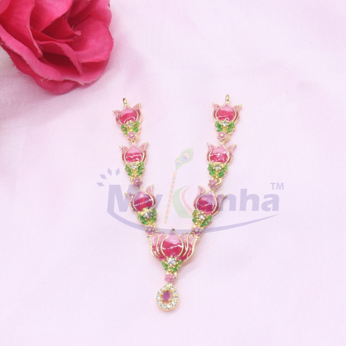 Heavy AD Stone and Lotus decorated Haar for Idols