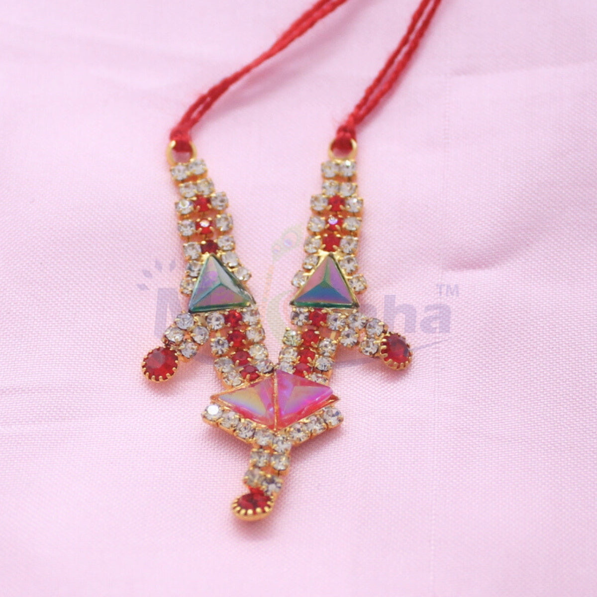 Multicolor stone decorate heavy haar for idols (Random color)