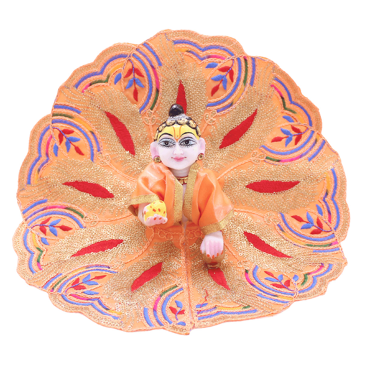 Leaf design decorated orange dress for bal gopal