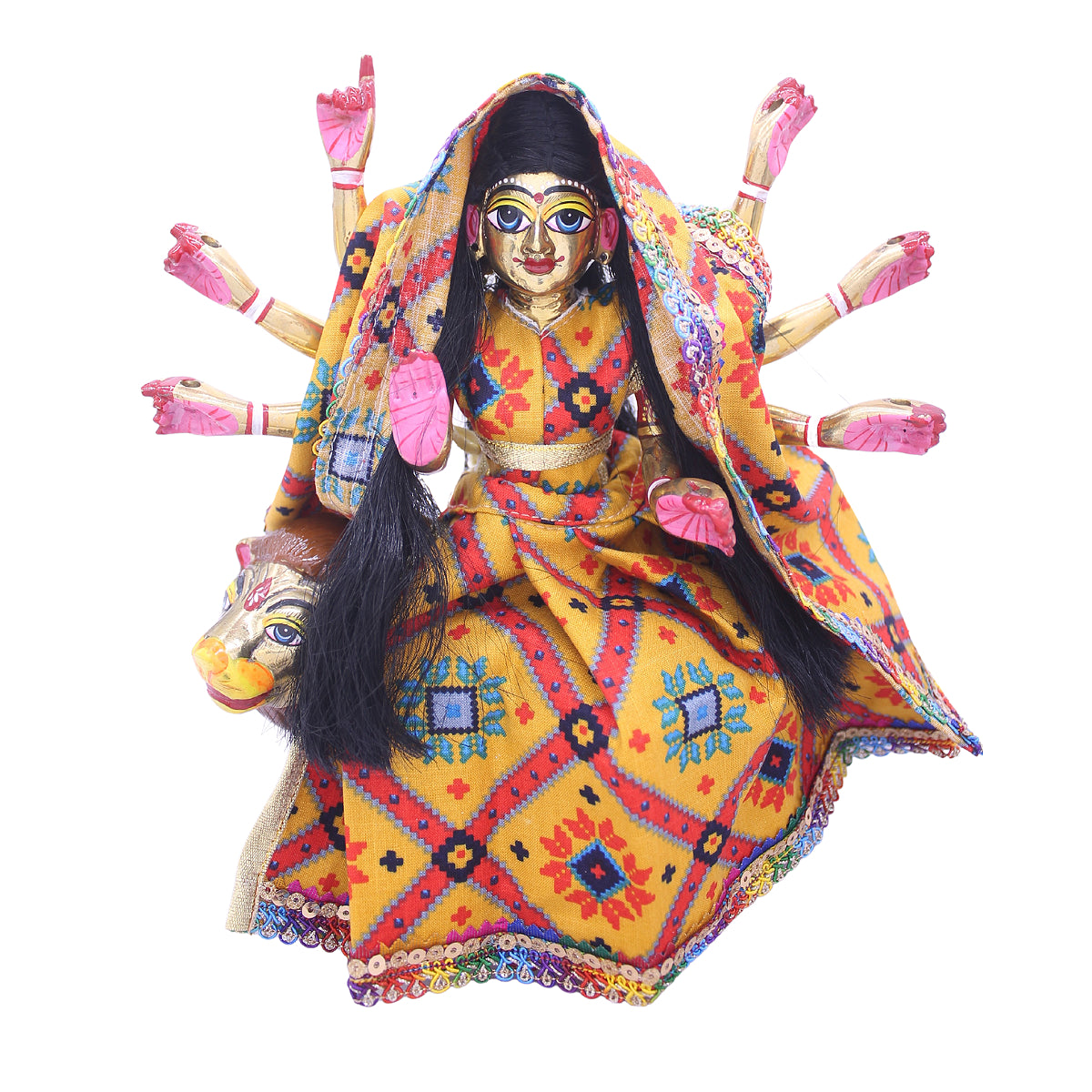 Lace decorated multicolor summer lehenga patka for Mata Rani