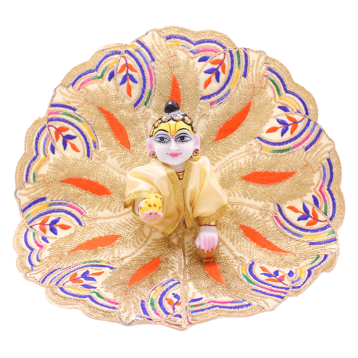 Leaf design decorated cream dress for bal gopal