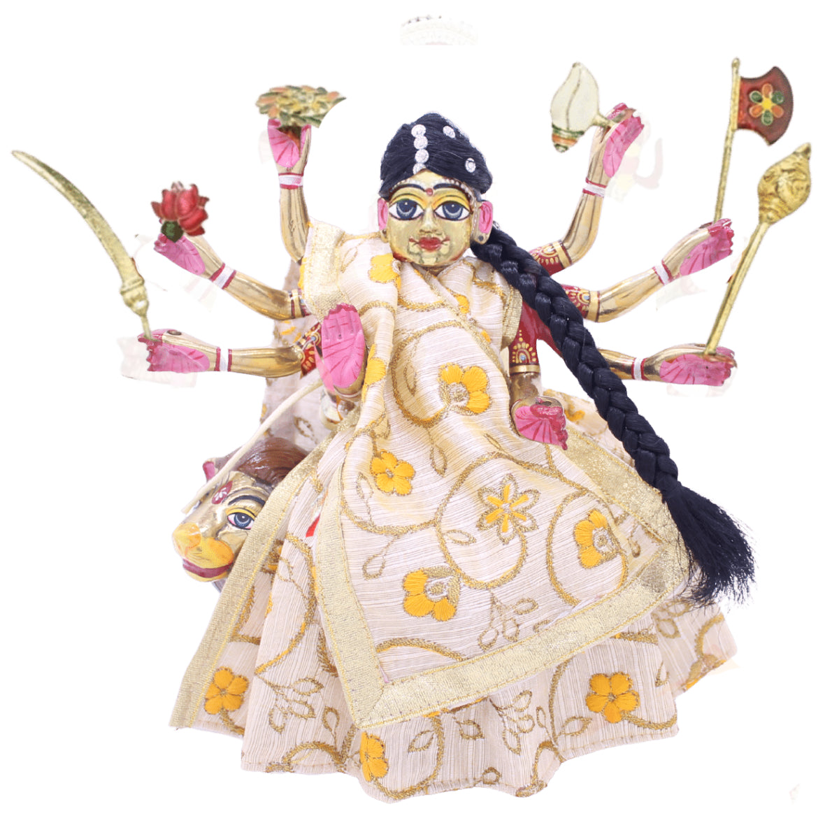 Yellow flower decorated washable mata rani dress