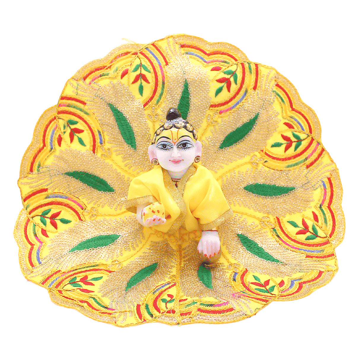 Leaf design decorated yellow dress for bal gopal