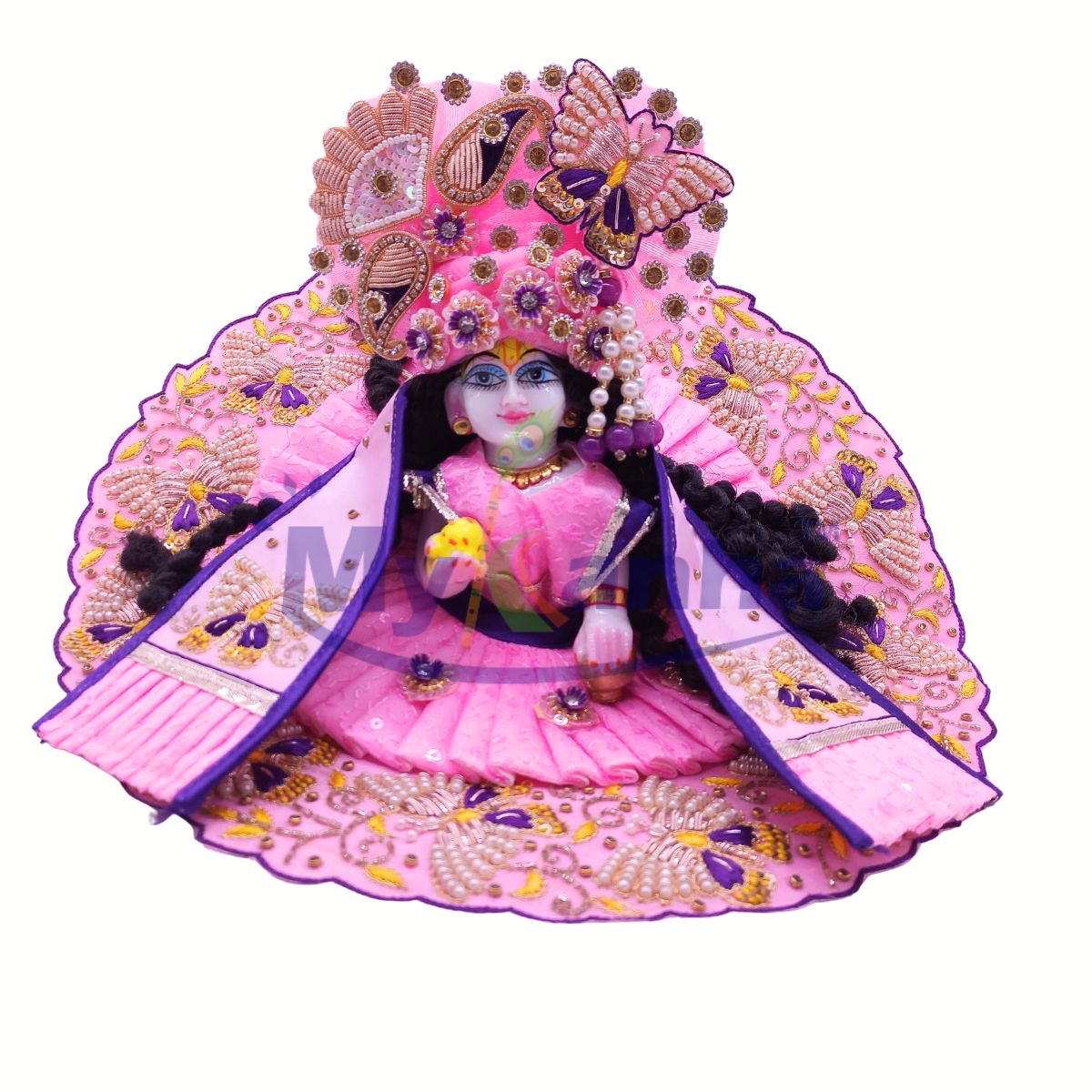 Zari work butterfly patter janmashtami special dress for Kanha Ji