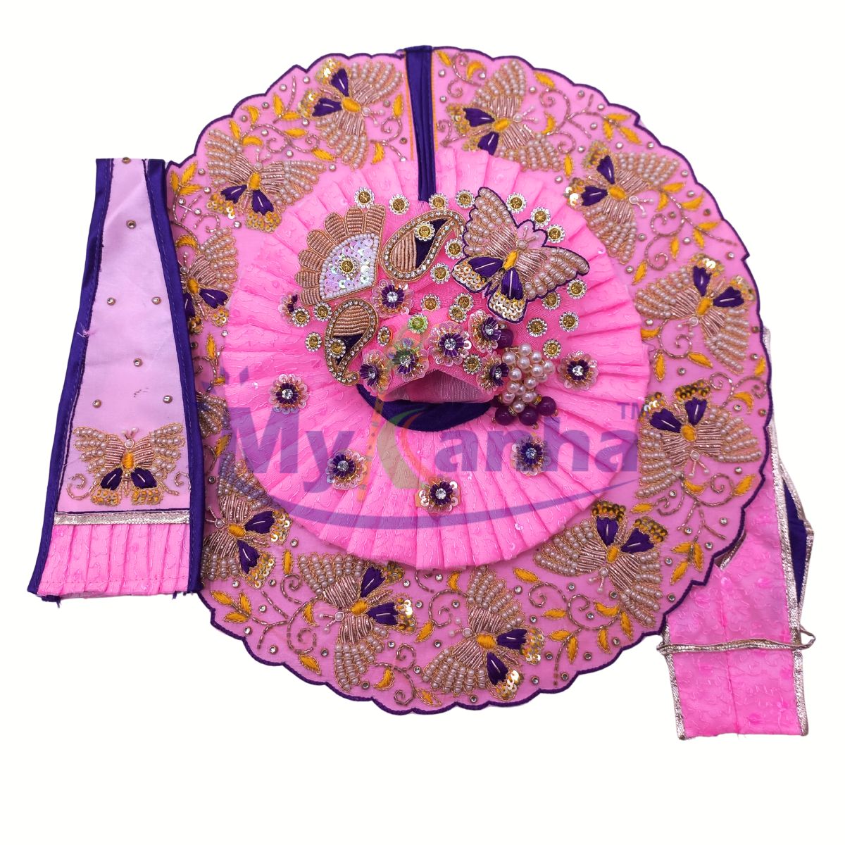 Zari work butterfly patter janmashtami special dress for Kanha Ji