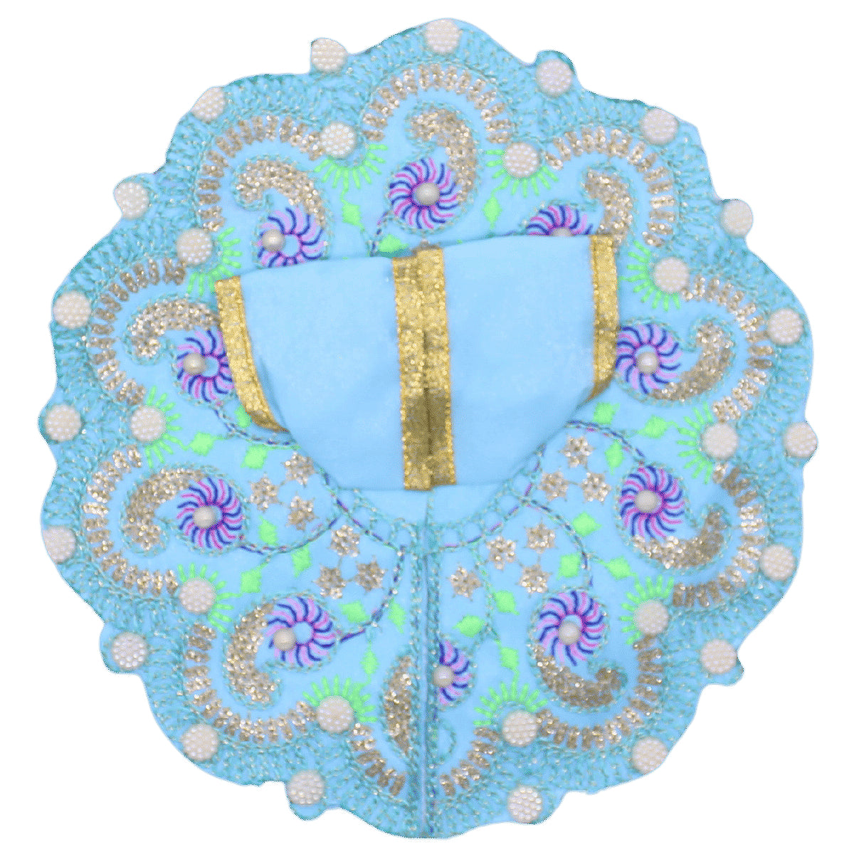 Moti decorated & leaf design blue dress for Laddu Gopal