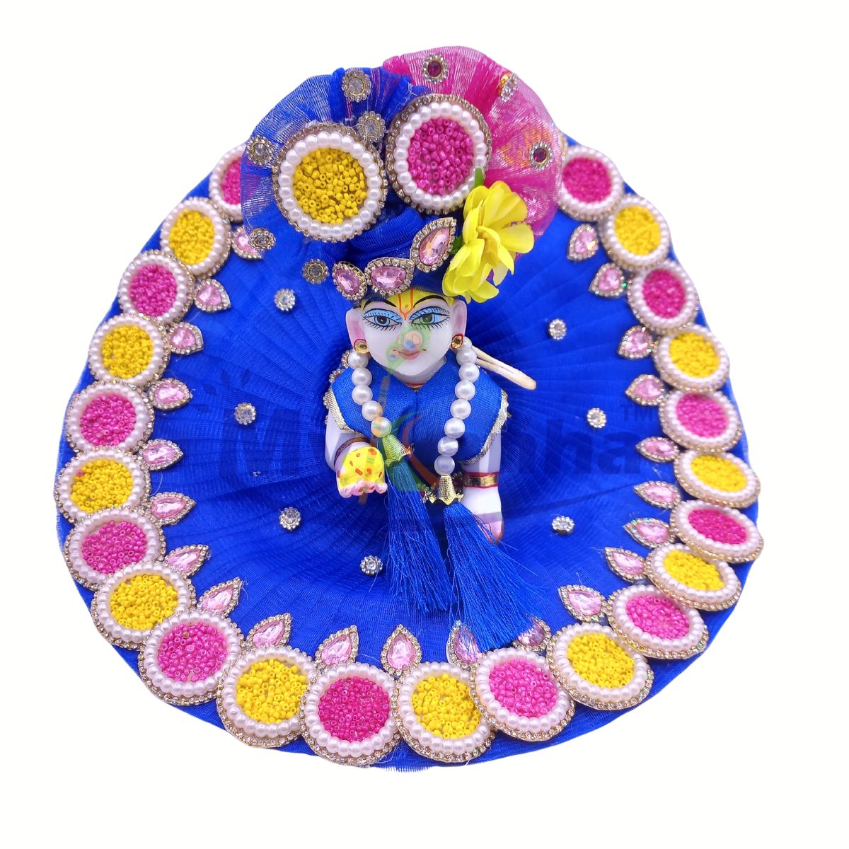Chid work and stone decorated blue dress for Laddu Gopal Ji