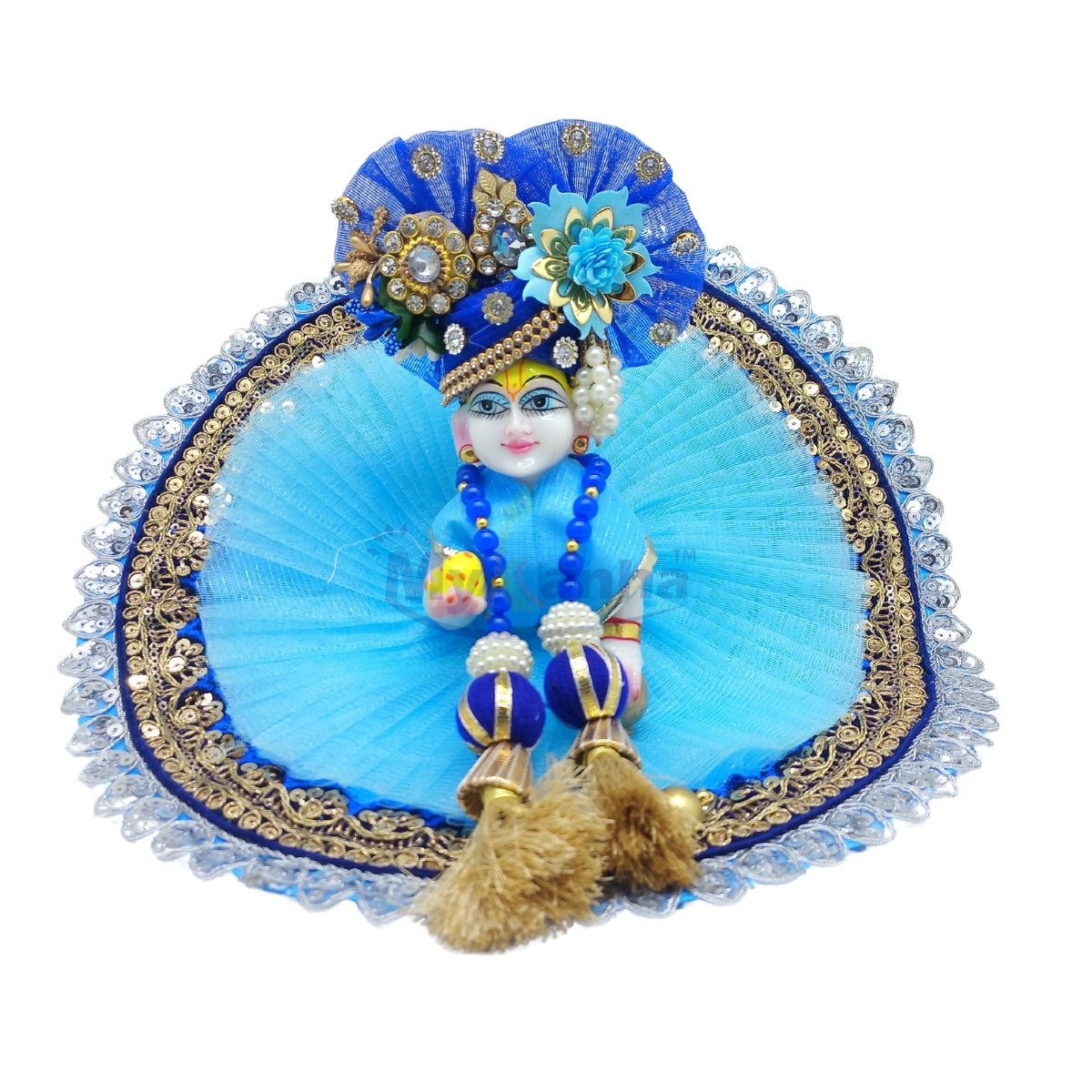 Blue border decorated dress for Kanha ji