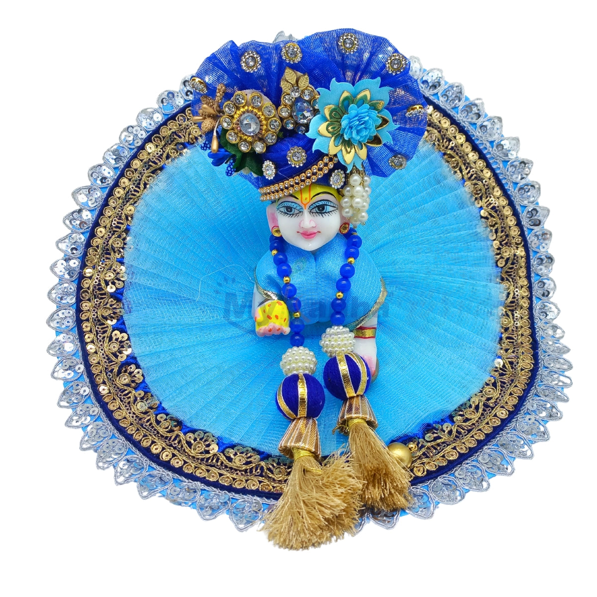 Blue  border decorated dress for Kanha ji