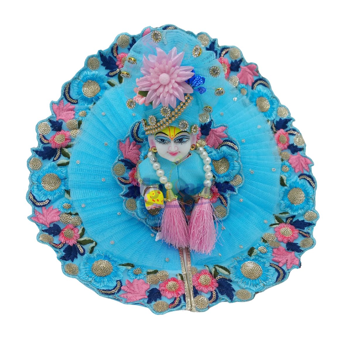 Heavy Embroidery decorated dress for Laddu Gopal Ji (Sky Blue)