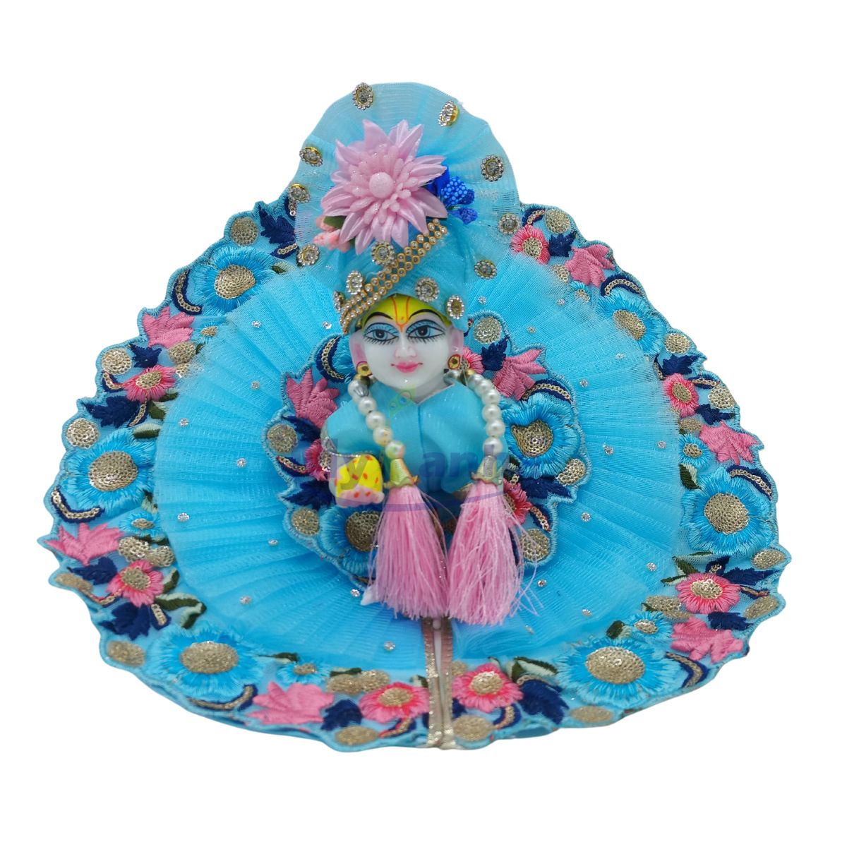 Heavy Embroidery decorated dress for Laddu Gopal Ji (Sky Blue)
