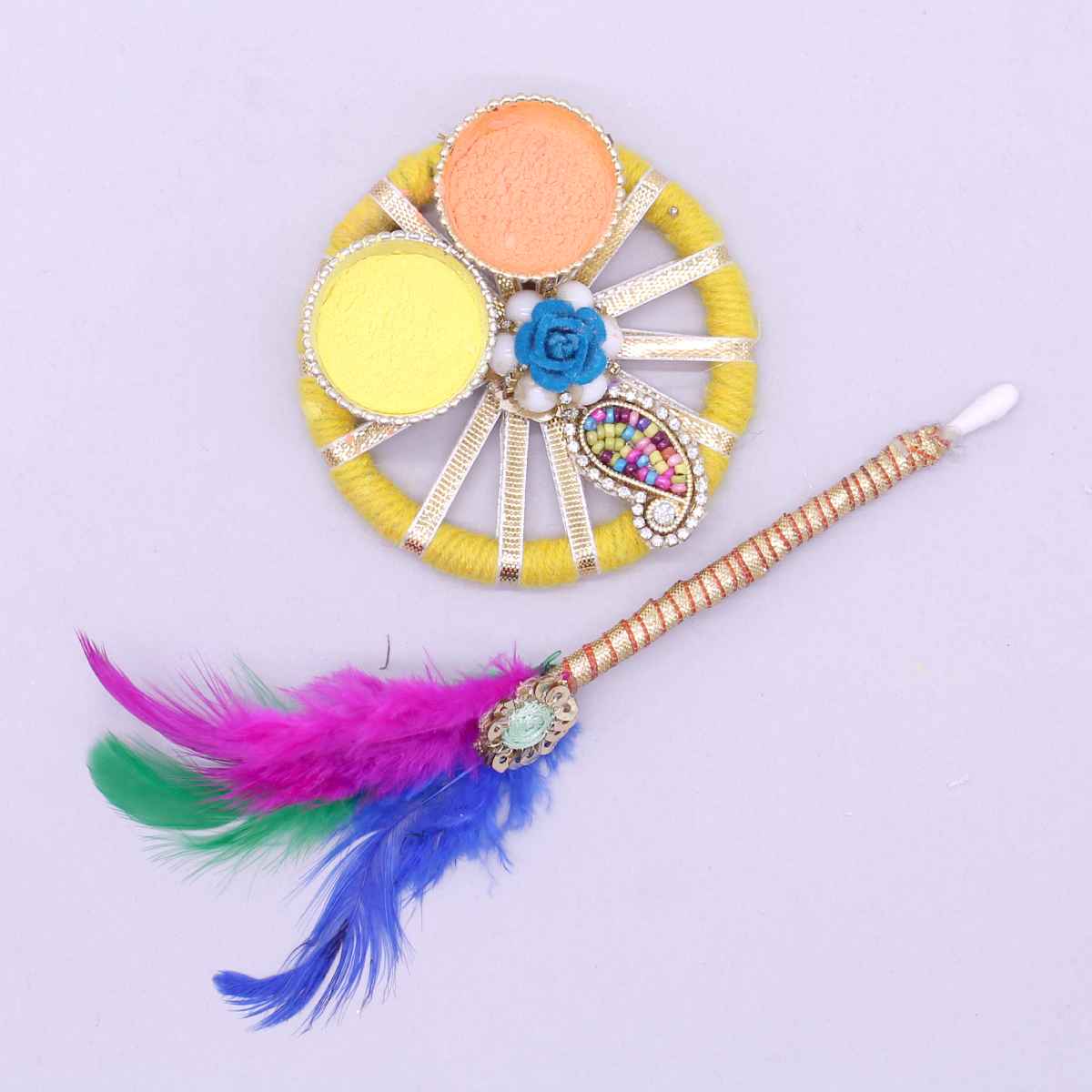 Holi tika platter with colors (3 inches)