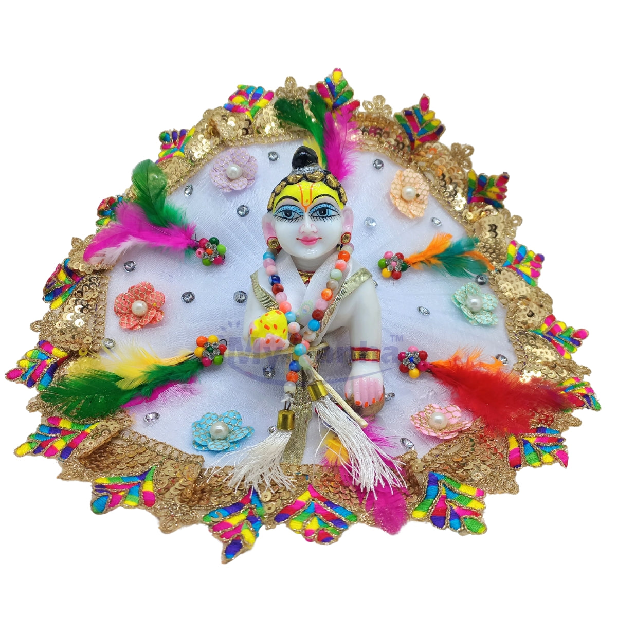 Holi special white decorated dress for Laddu Gopal Ji