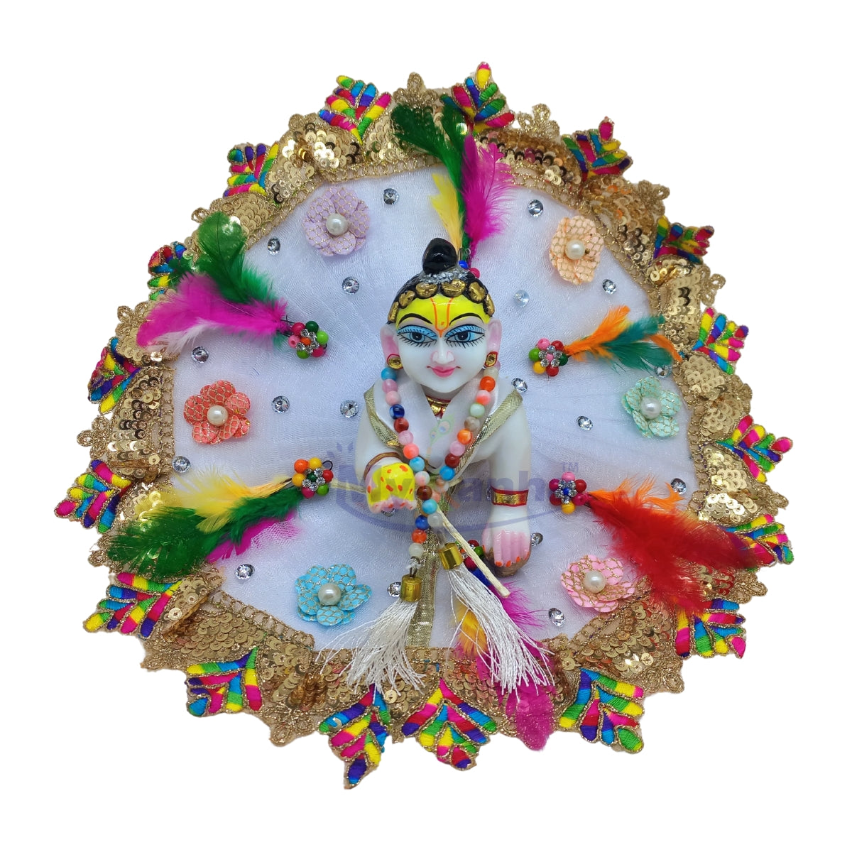 Holi special  white decorated dress for Laddu Gopal Ji