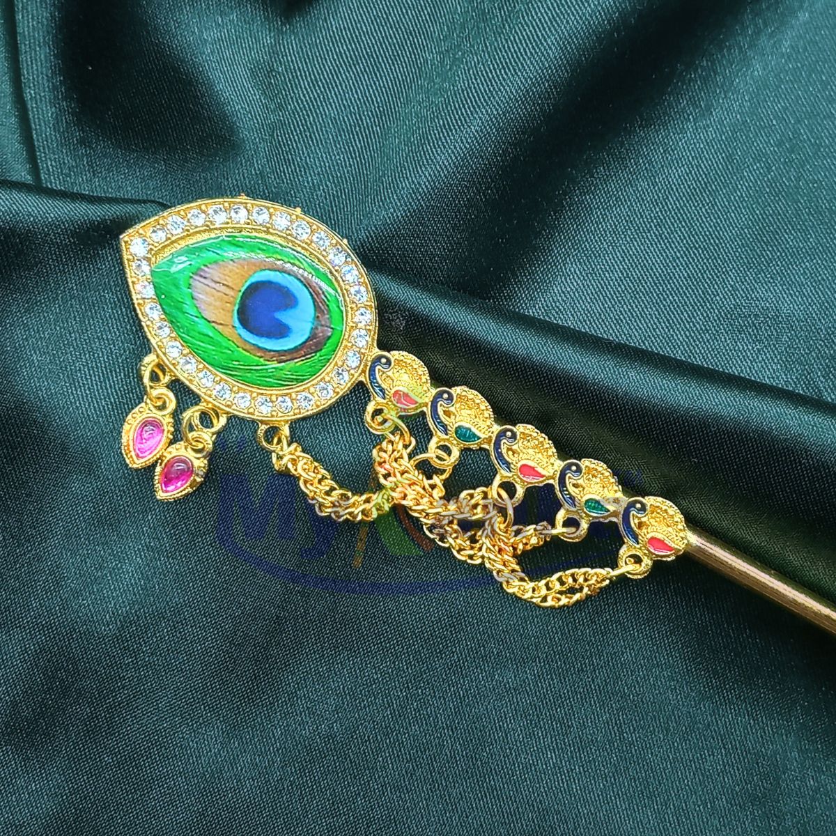 Peacock feather and jerkin design large flute for Idols