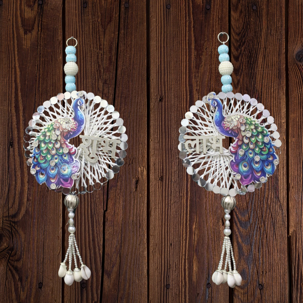 Peacock design & Macrame decorated Shubh Labh hanging for home decoration