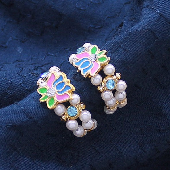 Lotus and sky blue stone decorated kangan for Idols