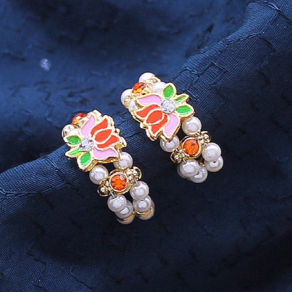 Lotus and Orange stone decorated kangan for Idols