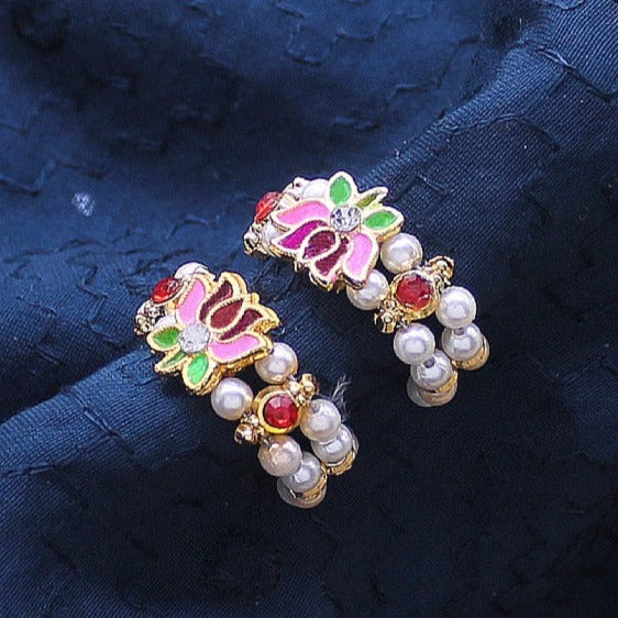 Lotus and red stone decorated kangan for Idols