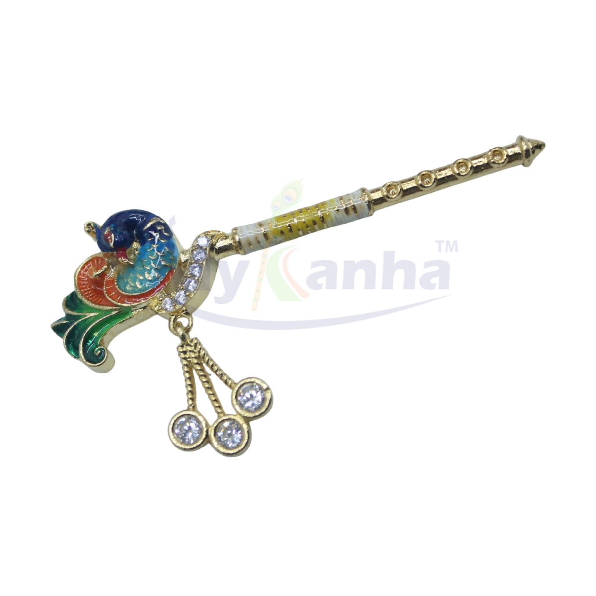 AD peacock design flute for laddu gopal ji (2 inches)