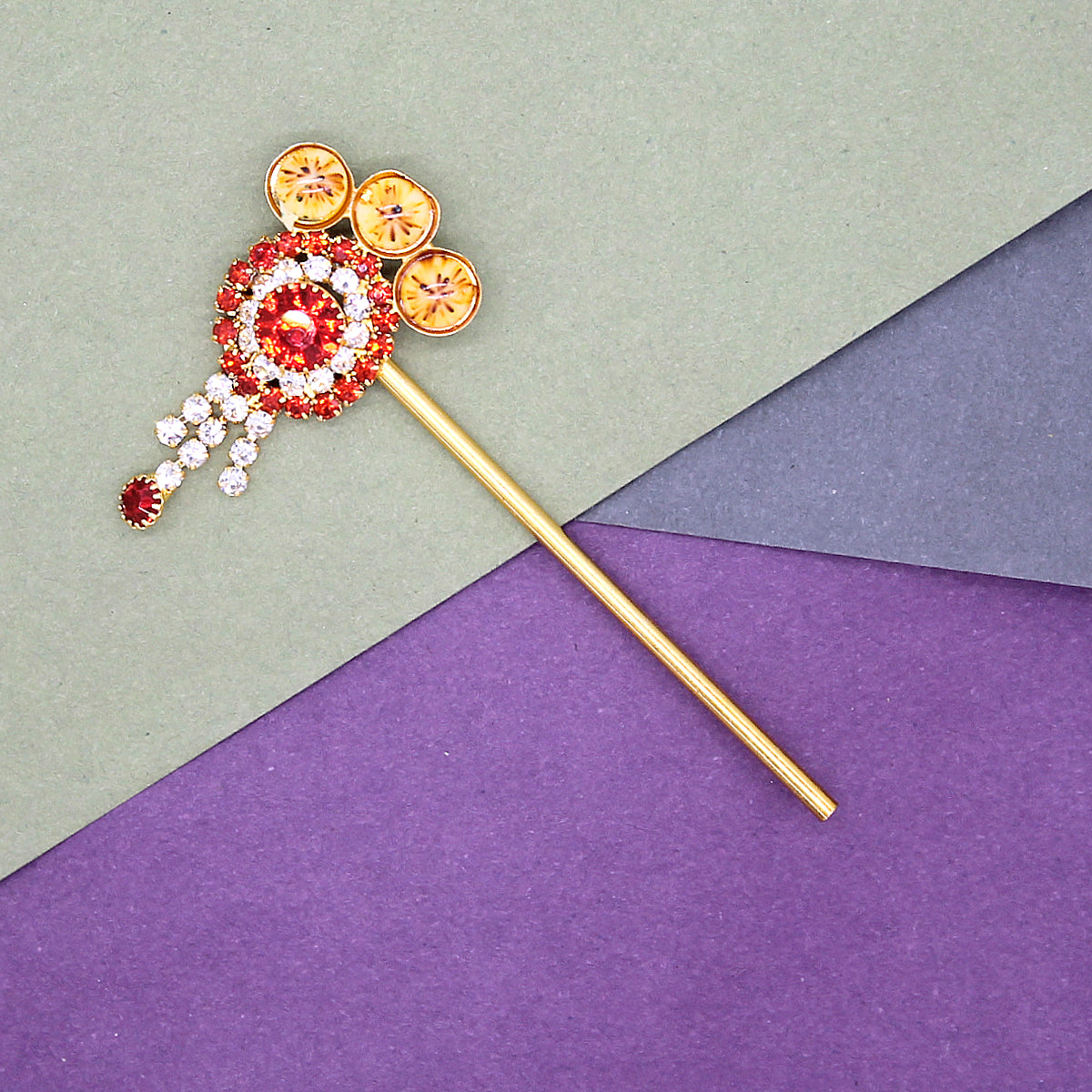 Stone decorated latkan bansuri for Idols( 2.5 Inches )