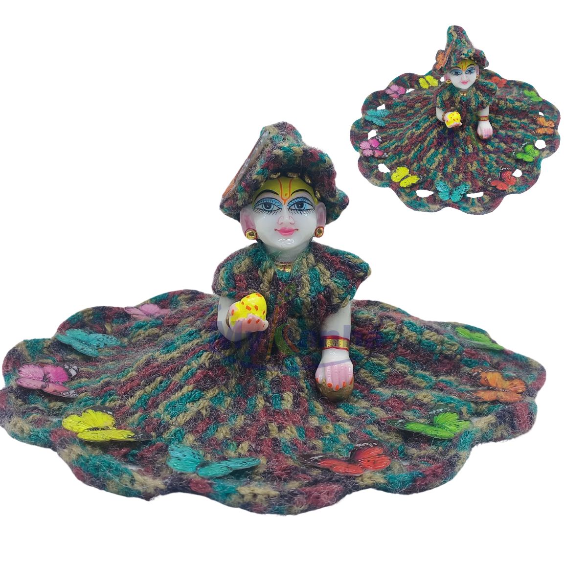 Butterfly decorated woollen dress for Laddu Gopal ji