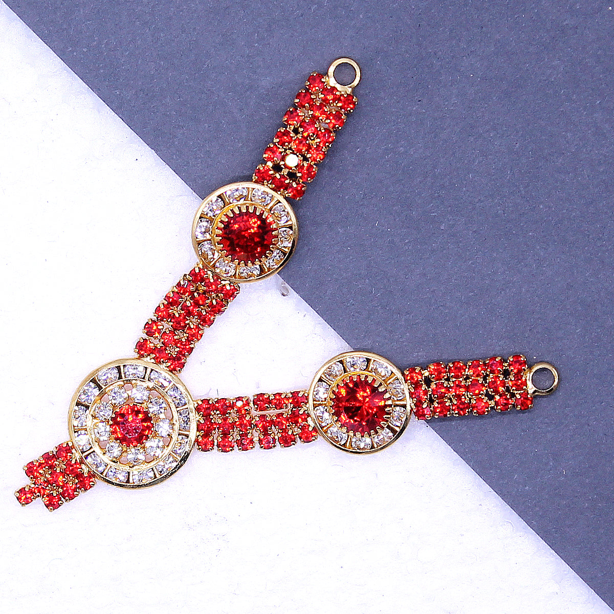 Red Stone decorated heavy haar for Idols ( 2.5 Inches )