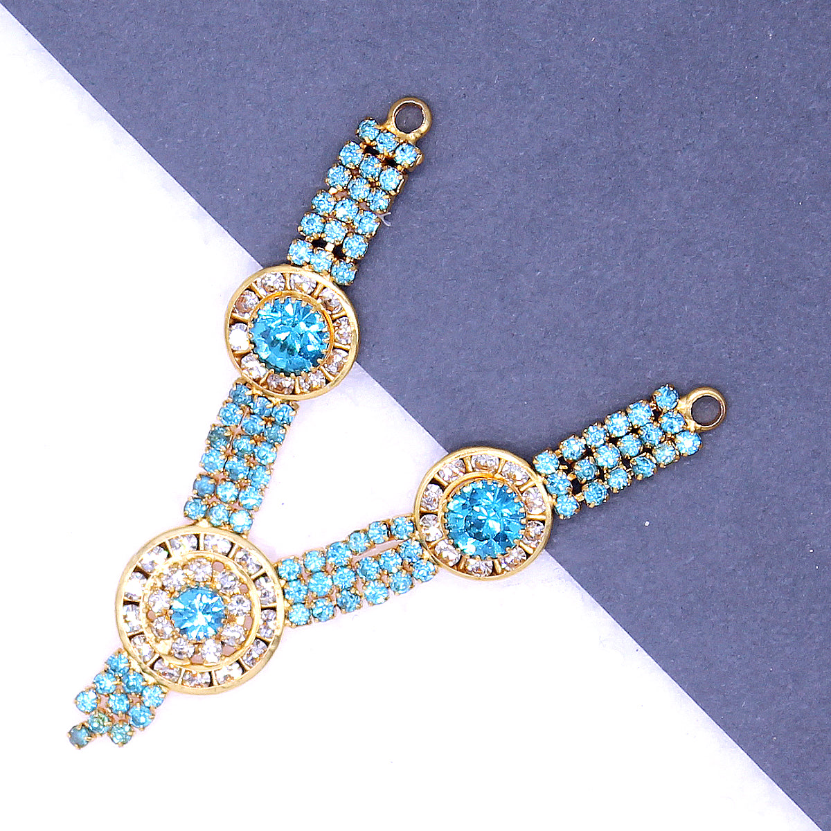 Sky Blue Stone decorated heavy haar for Idols ( 2.5 Inches )