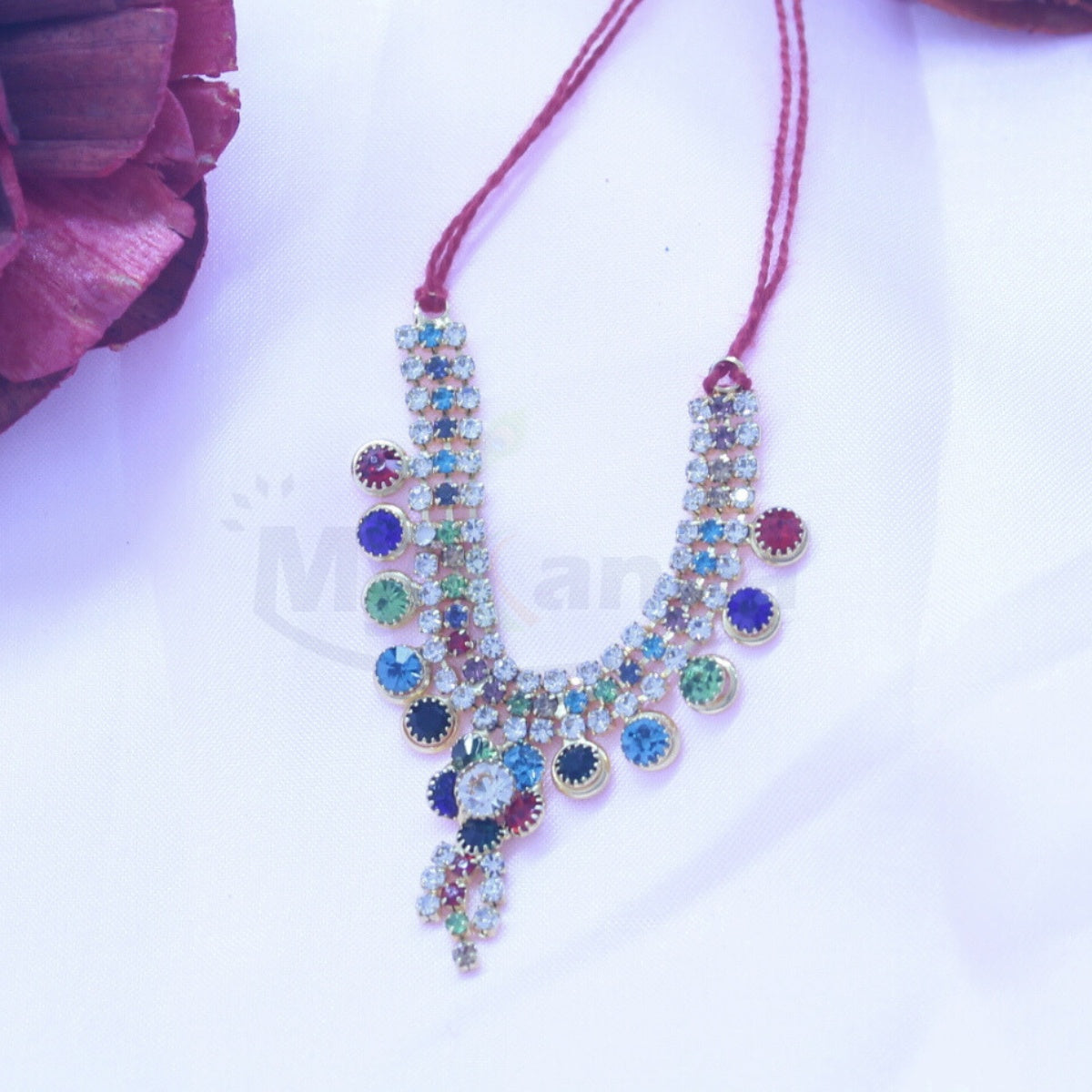 Designer Red Stone Mala for Idols