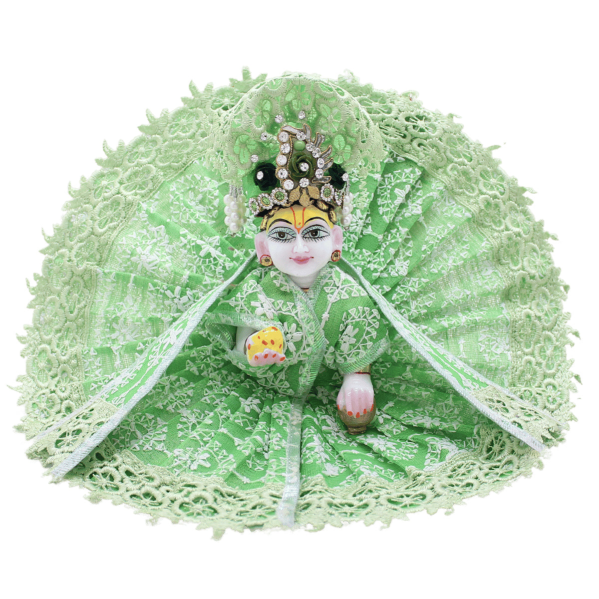 Green net pattern designer dress for Laddu Gopal JI