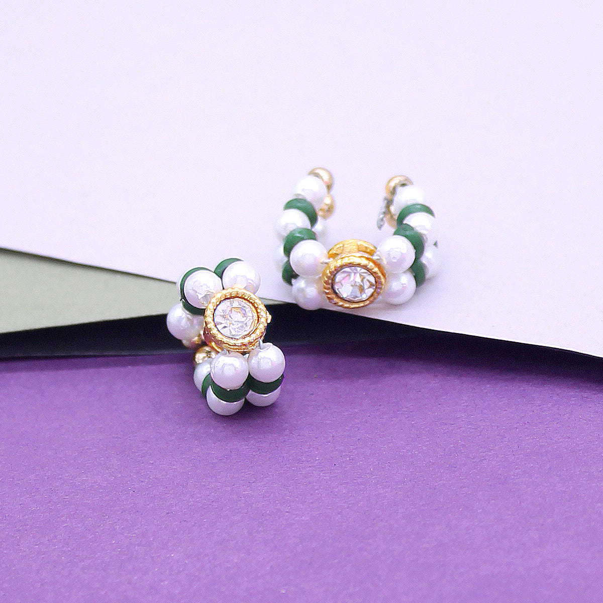 Moti And Stone decorated handcuff for idols (Green)