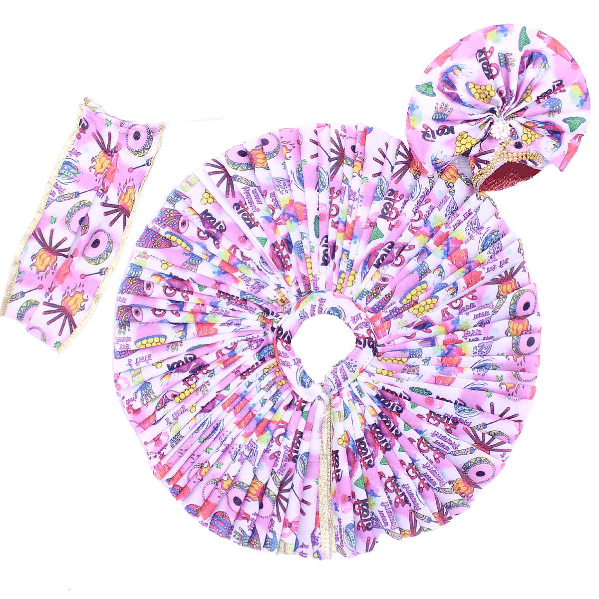 Holi printed festive special dress for gopal ji with pagdi