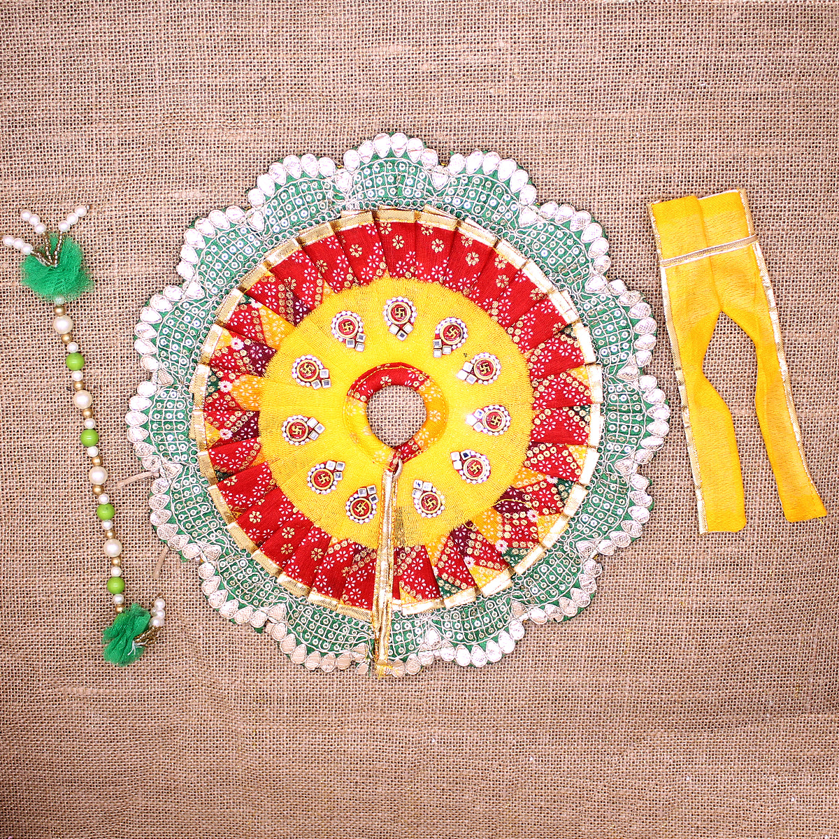 Heavy lace decorated festive special dress for Laddu Gopal JI
