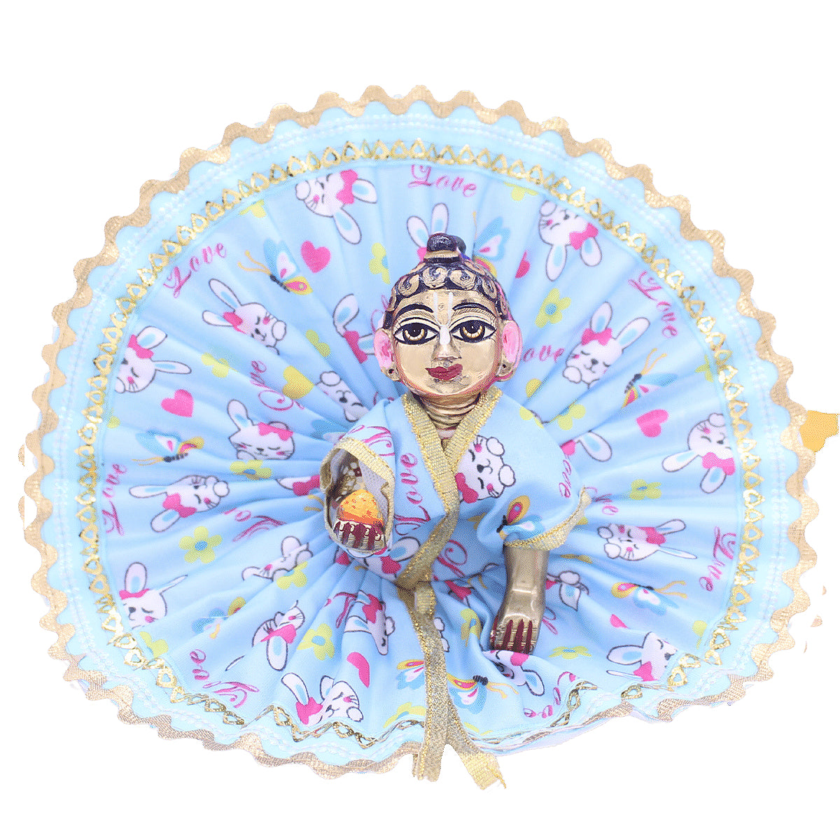 Kitty printed sky blue Summer dress for Kanha Ji