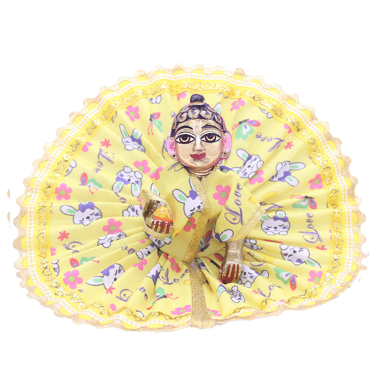 Kitty printed yellow Summer dress for Kanha Ji