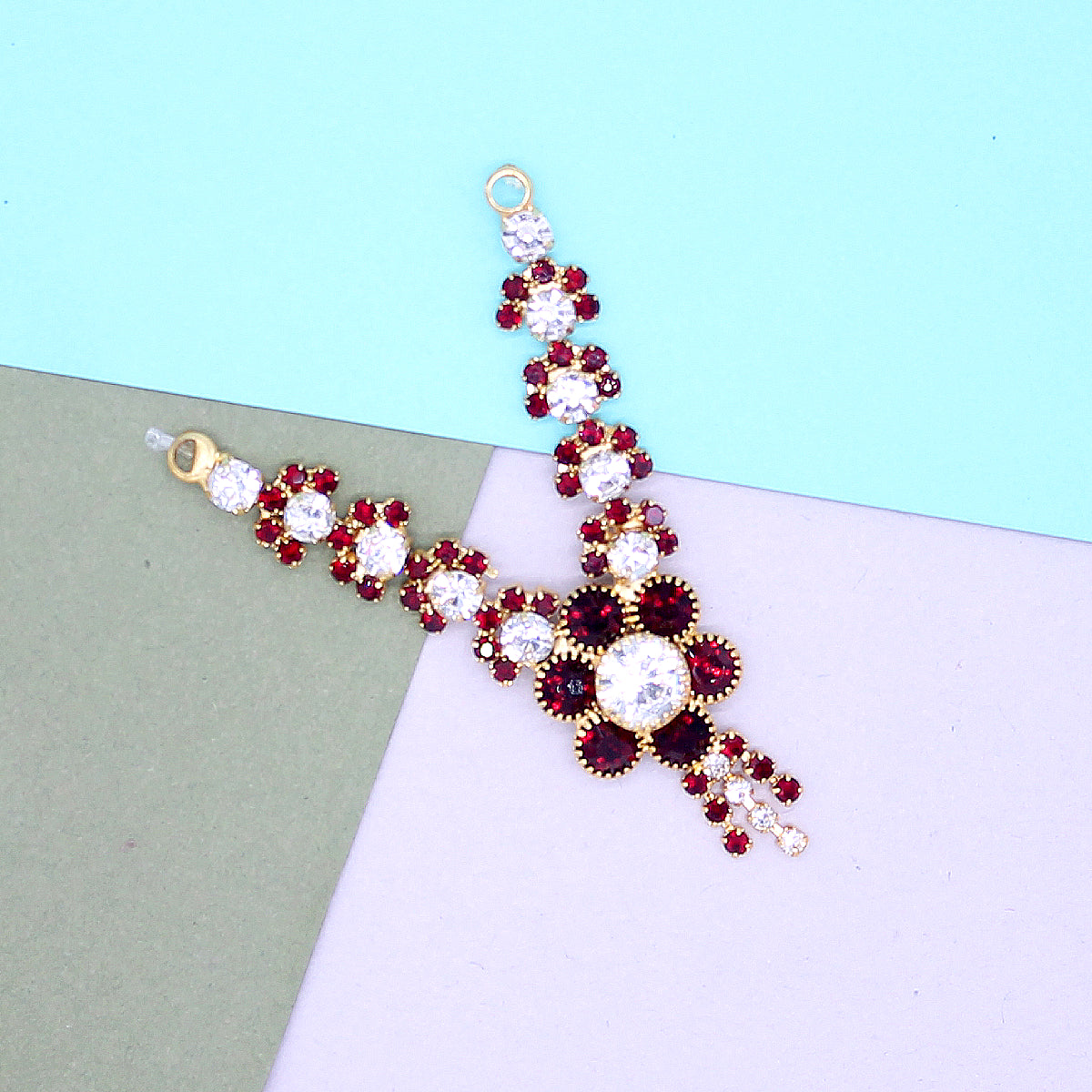 Flower design Maroon stone decorated Haar ( 2 Inches )