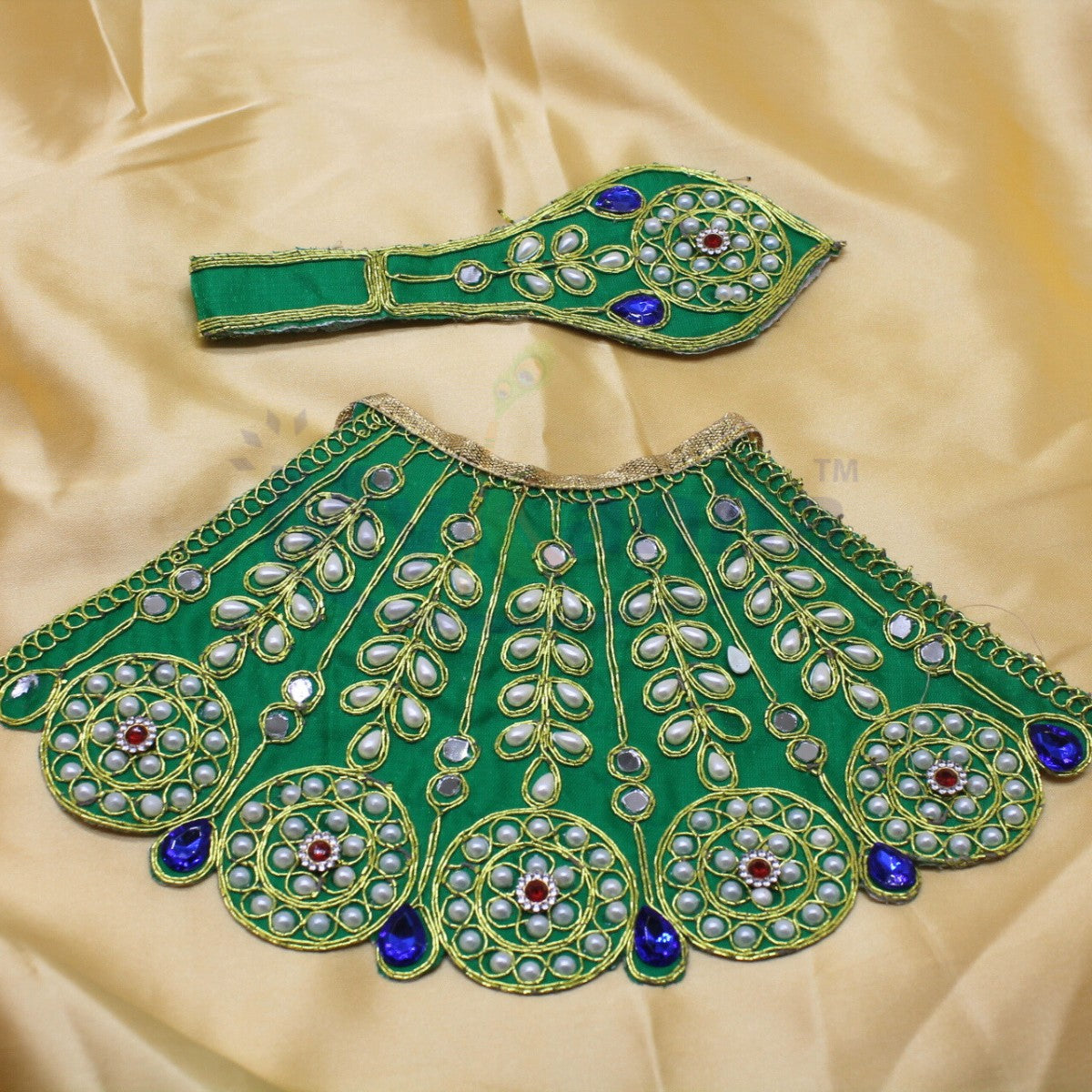 Moti and Stone decorated lehenga patka for Mata Rani