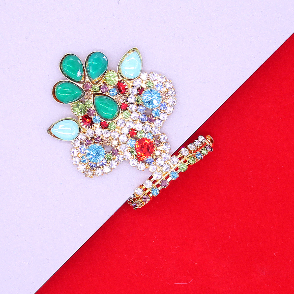 Leaf design stone decorated Mukut for Idols (Medium)