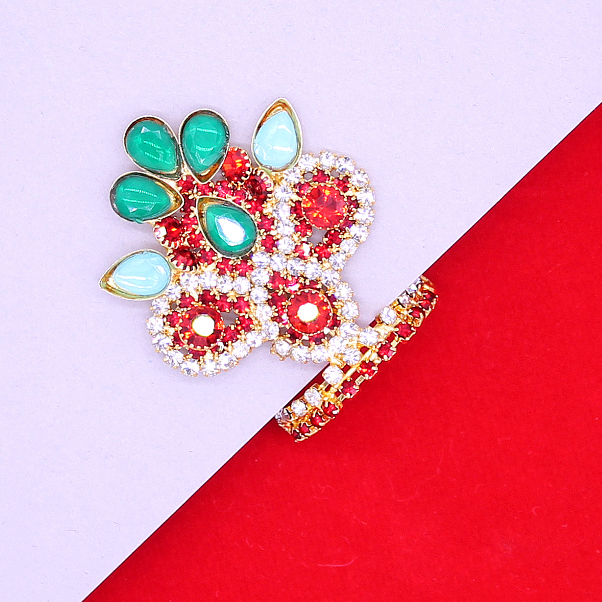 Leaf design stone decorated Mukut for Idols (Medium)