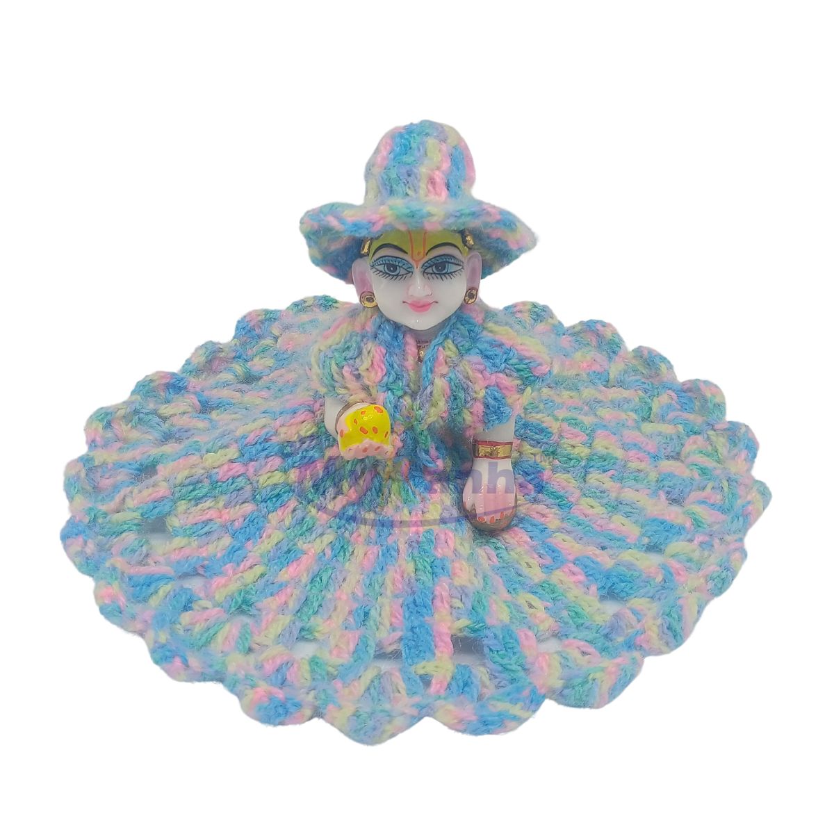 Multicolor woollen dress for Laddu Gopal ji - Sky blue