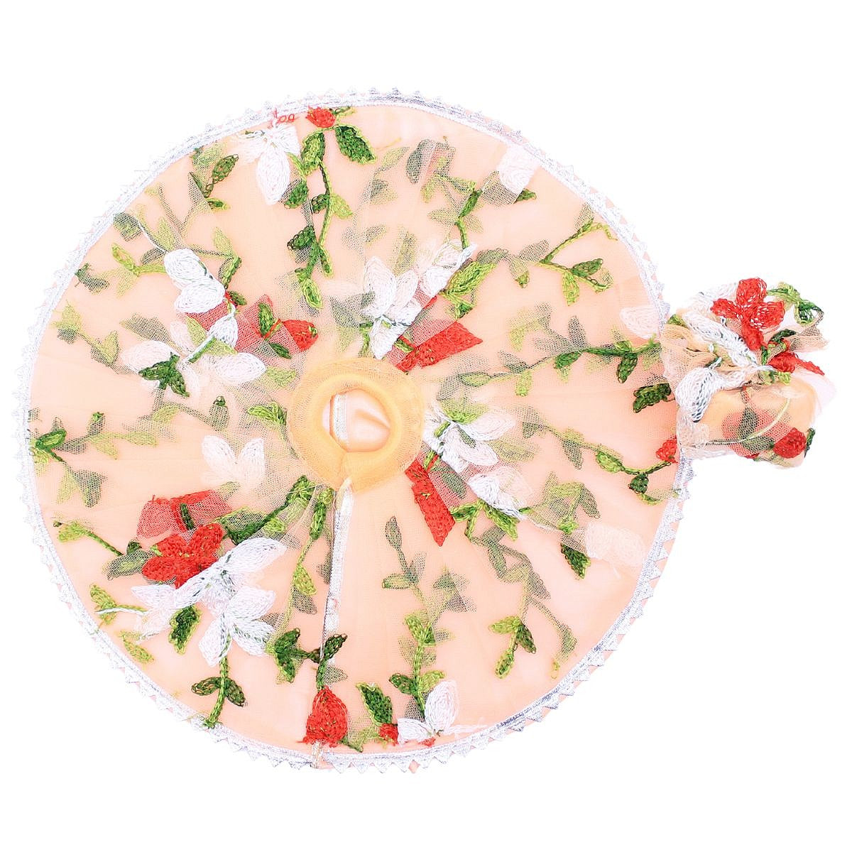 Orange flower design frill dress for Laddu Gopal Ji