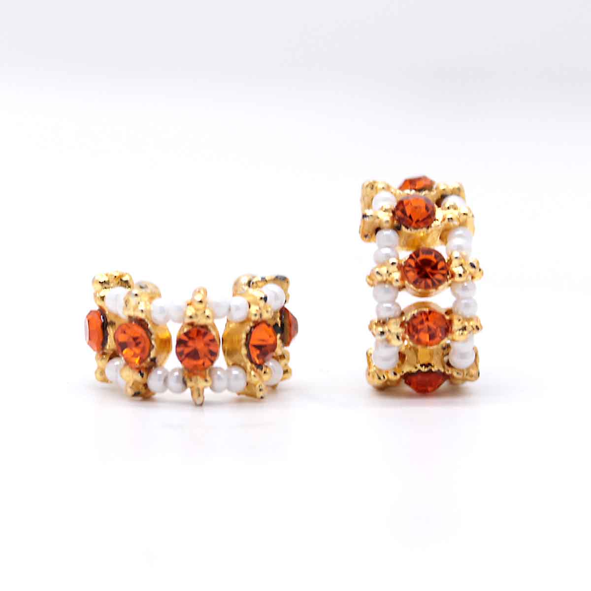 Stone and beads decorated orange kangan for Idols