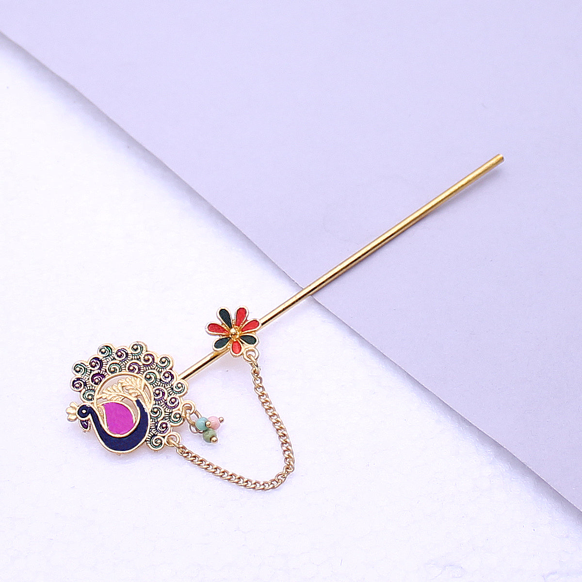 Peacock open feather design flute ( 5 Inches )